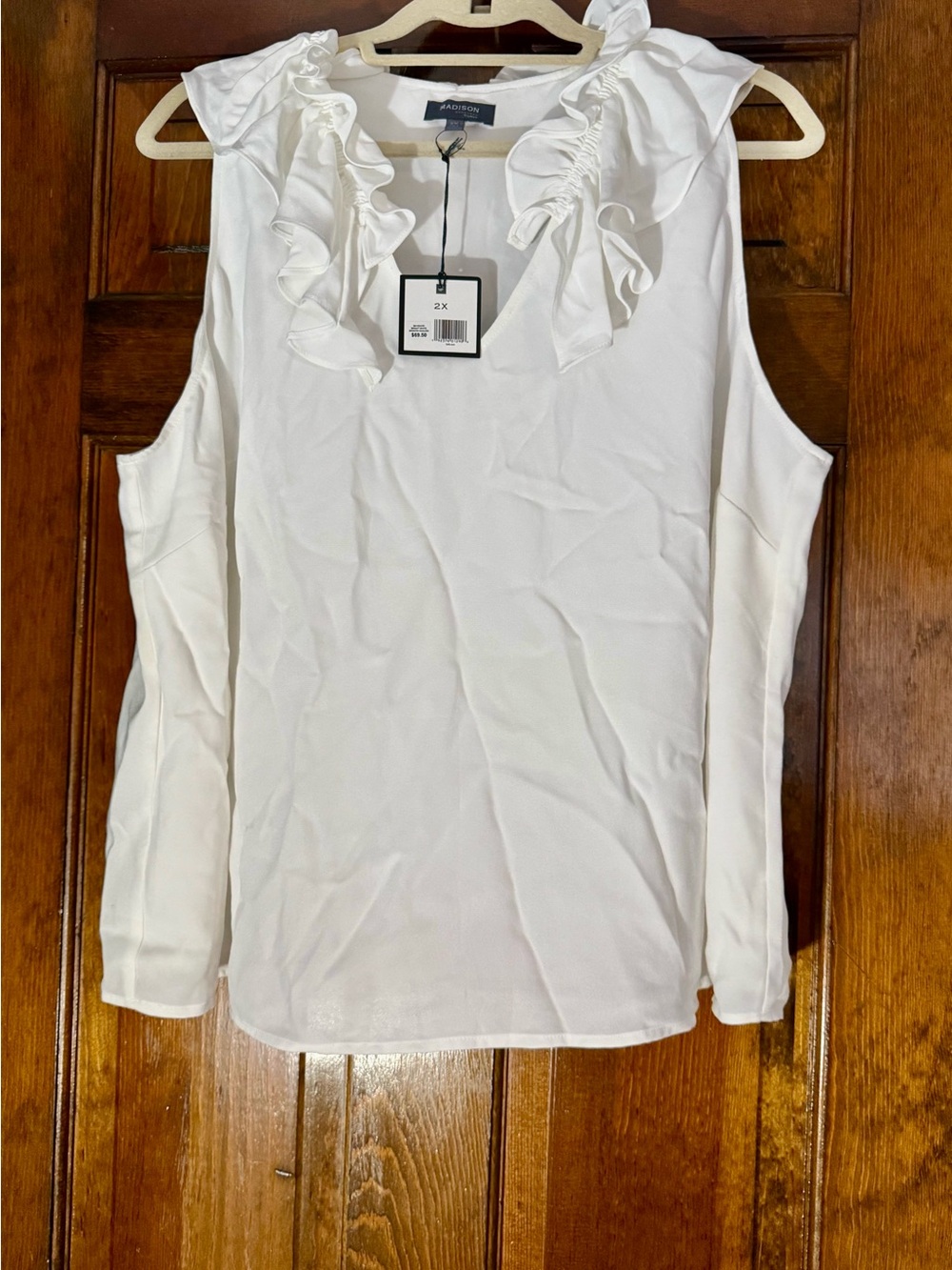 Madison White Ruffle-Trim Sleeveless Camisole